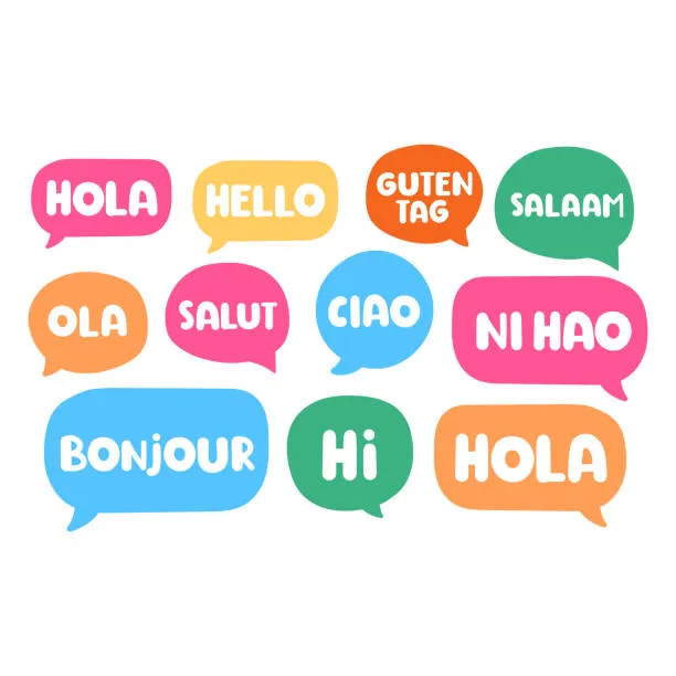 Hello in various languages Bubble text of "hello" in various languages